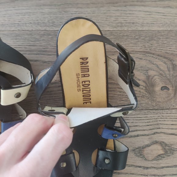 PRIMA EDIZIONE All Leather Strappy Wedge Sandal Made in Italy Size 9 40EU NEW - Picture 4 of 6